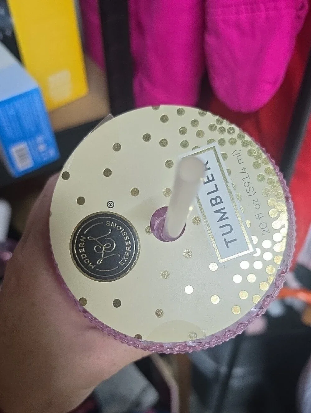 Pink Studded Reusable Tumbler with Straw - Unbranded